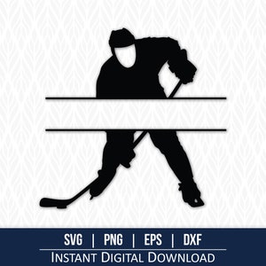 Hockey Split Monogramm SVG, Hockeyspieler Clipart - Sofortiger digitaler Download - svg, png, dxf und eps inklusive!
