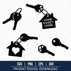 SVG clipartsleutels, huissleutels, makelaar, nieuw huis - directe digitale download - svg, png, dxf en eps inbegrepen!