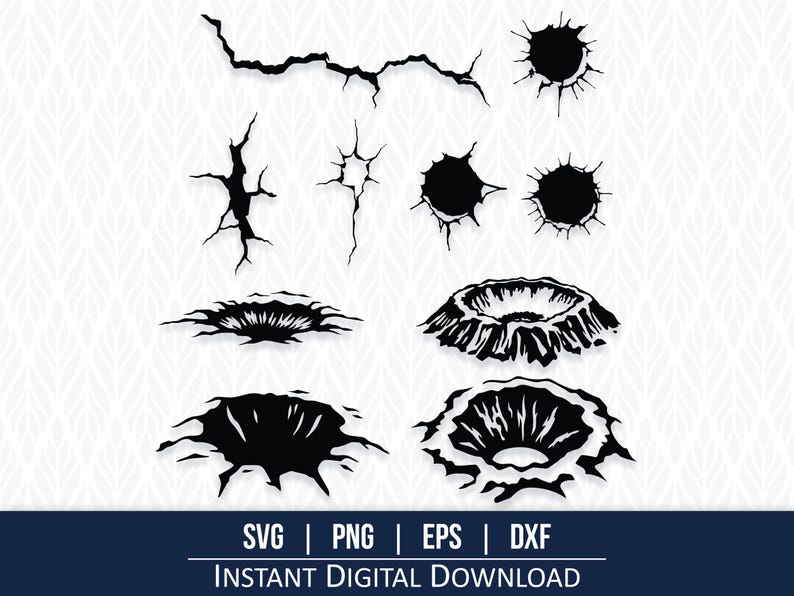 Cracks Holes and Craters Svg, Eps, Png, Dxf – Digital Design for Laser ...