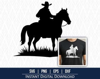 Cowboy SVG, Western SVG, Cowboy Reitpferd SVG, Ranch svg, Rodeo svg, Cowboy Clipart, Bauernhaus-Wanddekor, png