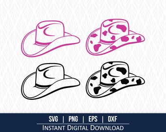 Cowboy & Cowgirl Hat SVG: Western Clipart, Cowprint (Digital Download)
