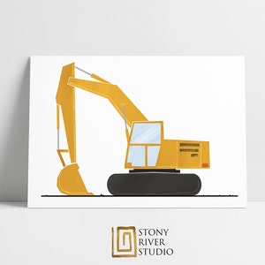 Excavator Illustration: Construction Print (Digital Download)