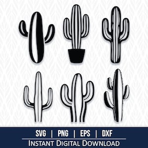 Cactus SVG, Suculentas SVG, Clipart de cactus, Planta SVG - Descarga digital instantánea - Ideal para cortadores y grabadores Cricut, Silhouette y láser