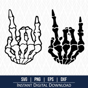 Rock On Hand SVG, Skeleton SVG, Skeleton Hands Clipart - Descarga digital instantánea - ¡svg, png, dxf y eps incluidos!