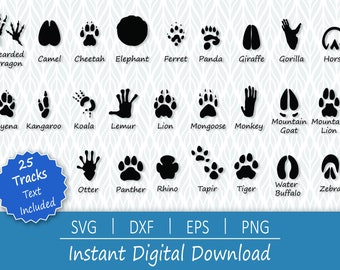 Animal Tracks svg - directe digitale download - inclusief svg, png, dxf en eps!