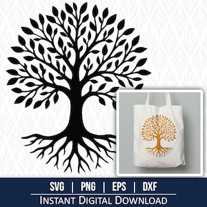 Tree of Life SVG | Family Tree Cut File for Cricut & Laser | Spiritual Boho Tree png eps dxf | Tree Silhouette Instant Download