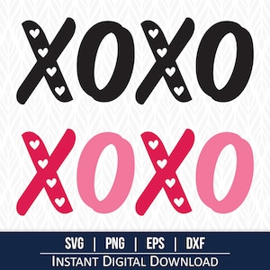 XOXO svg, abbracci e baci svg, San Valentino svg, amore svg - Download digitale immediato - inclusi svg, png, dxf ed eps!
