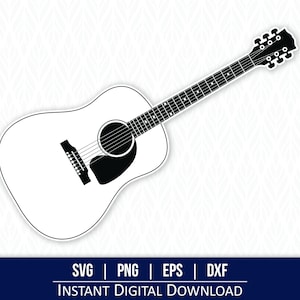 Akoestische gitaar SVG, gitaar SVG, gitaar clipart, gitaar PNG - directe digitale download - svg, png, dxf en eps inbegrepen!