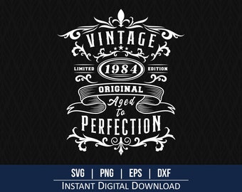 Vintage Birthday SVG: Aged to Perfection Design (Digital Download)