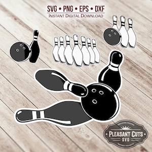 Bowling svg-bundel - directe digitale download - svg, png, dxf en eps inbegrepen!