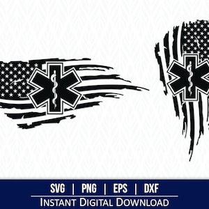 Distressed American Flag SVG, EMT SVG - Instant Digital Download - svg, png, dxf and eps included!