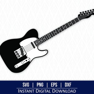 Elektrische gitaar SVG - directe digitale download - svg, png, dxf en eps inbegrepen!