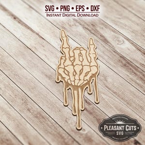 Skeleton Rock On SVG, Dripping SVG, Skeleton SVG, Skeleton Cut File, Laser Cut File - Descarga digital instantánea