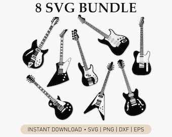 Silhouette - ポン太ページ！ Bass Guitar SVG - Instant Digital Download - Svg, Png, Dxf
