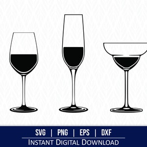 Wijnglas SVG - directe digitale download - svg, png, dxf en eps inbegrepen!