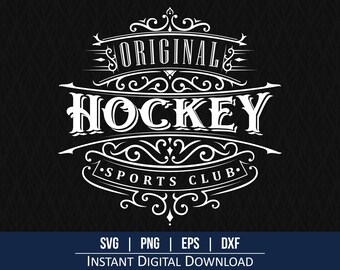 Vintage Hockey Logo SVG: Sports Club Design (Digital Download)