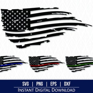 Bandiera americana strappata in formato SVG / Bandiera americana strappata - Download digitale istantaneo - inclusi svg, png, dxf ed eps!