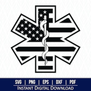American Flag Star of Life SVG: Paramedic EMT Design (Digital Download)