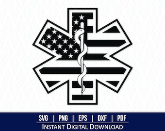 American Flag Star of Life SVG: Paramedic EMT Design (Digital Download)