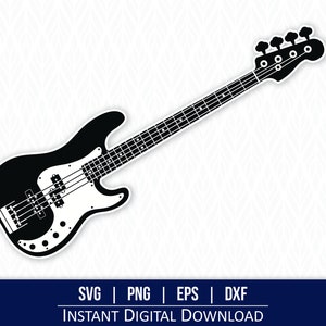 Basgitaar SVG - directe digitale download - svg, png, dxf en eps inbegrepen!