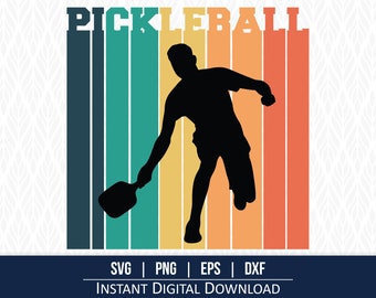Retro Pickleball Player SVG: Vintage Sports Clipart (Digital Download)