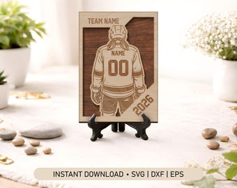 Personalisierte Frauen Hockeyspielerin SVG: Benutzerdefinierte Spieler Trikot Laser gravierte Senior Night Plaque (digitaler Download)