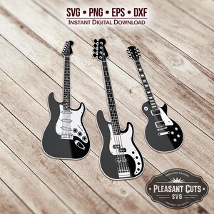 Gitaar SVG-bundel - Instant Digitale Download - inclusief svg, png, dxf en eps!