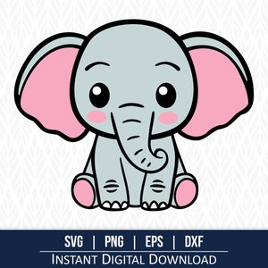 Cute Baby Elephant SVG for Nursery or Baby Shower | Cricut, Silhouette, Sublimation, Laser Cut File | png dxf eps svg