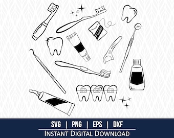 Tandvård SVG: Tandläkare Clipart Bundle (Digital nedladdning)