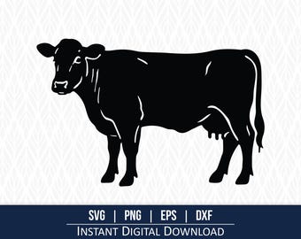 Cow SVG Silhouette | Farm Animal Clipart | Cattle Vector Cut File for Cricut & Laser Cutting | Country Farmhouse Decor Design