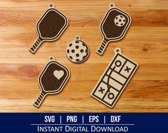 Pickleball Schlüsselanhänger SVG: Laser Cut Dateien (Digitaler Download)