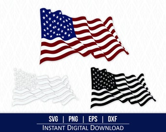 Waving American Flag SVG - Instant Digital Download - svg, png, dxf and eps included!