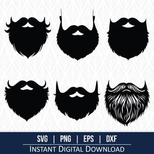 SVG Bärte Bundle, Barber SVG, Gesichtsbehaarung Clipart, Schnittdateien für Cricut, Silhouette, Lasergravur und mehr!