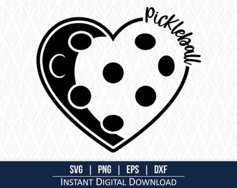 ピックルボール ハート SVG: DIY デカール、T シャツ デザイン (デジタル ダウンロード)