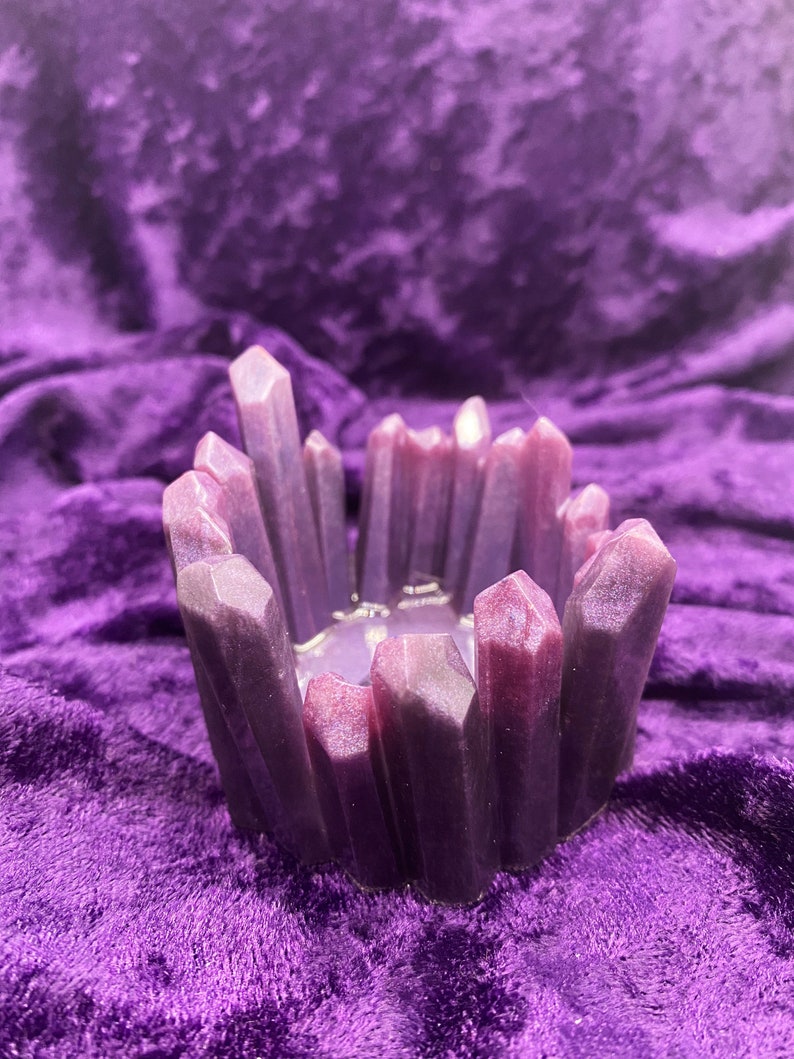 Purple /& Pink Metallic Moon Crystal Mini Ring Tray Crystal and Gems Mini Ashtray Handmade Resin Artwork Spiritual Moon