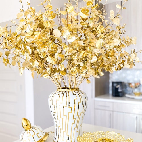 Gold Foil Stems pack of 3 Stems Sunset Gold Eucalyptus Etsy