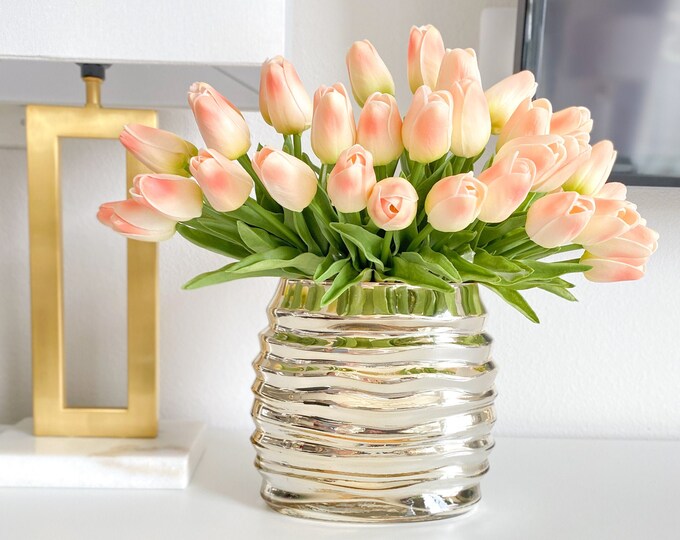 Gold Textured Vase Gold Round Vase Gold Glass Vase Gold Etsy