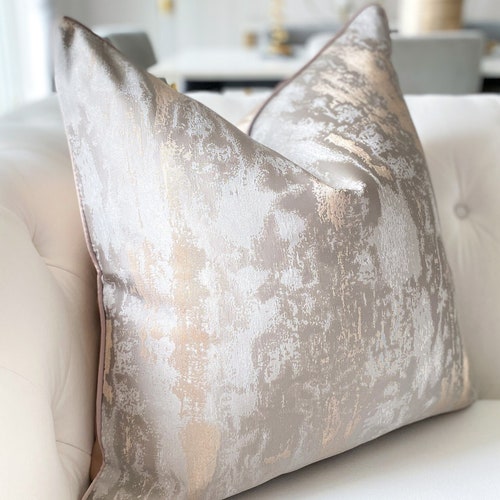 Silver & Gold Pattern Pillow Cover Silver Throw Pillow Etsy