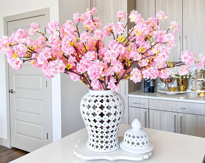 White Pierced Ginger Jar Large Ginger Jar Gold Ginger Jar Etsy