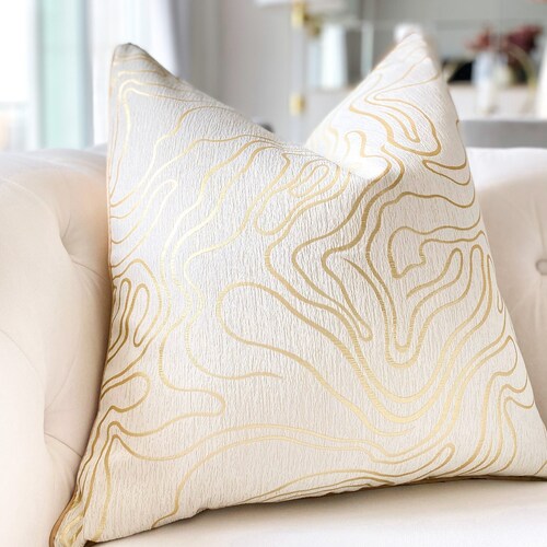 Silver & Gold Pattern Pillow Cover Silver Throw Pillow Etsy