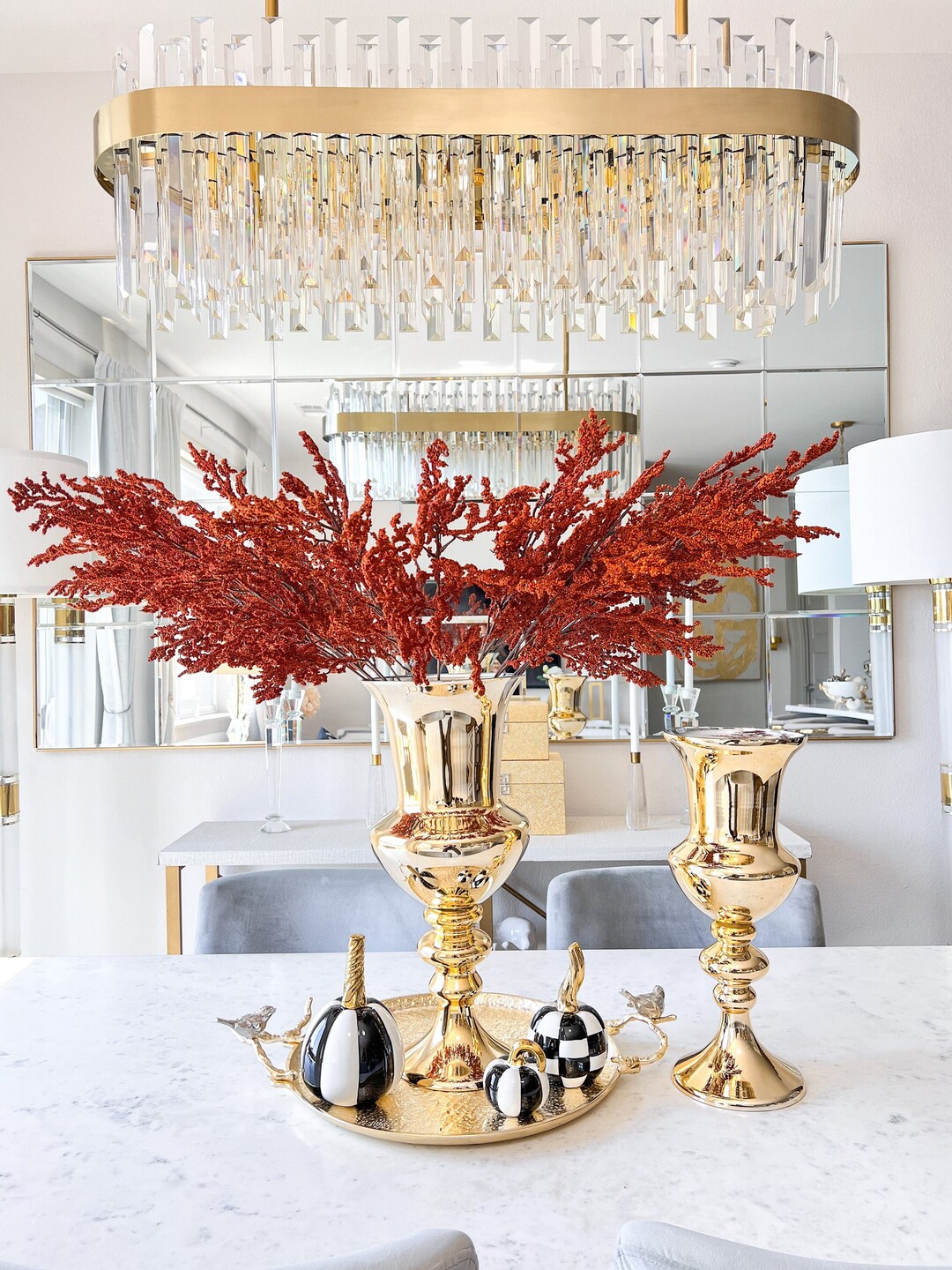 Gold Mirrored Vase Large Gold Flower Vase Gold Decorative Etsy