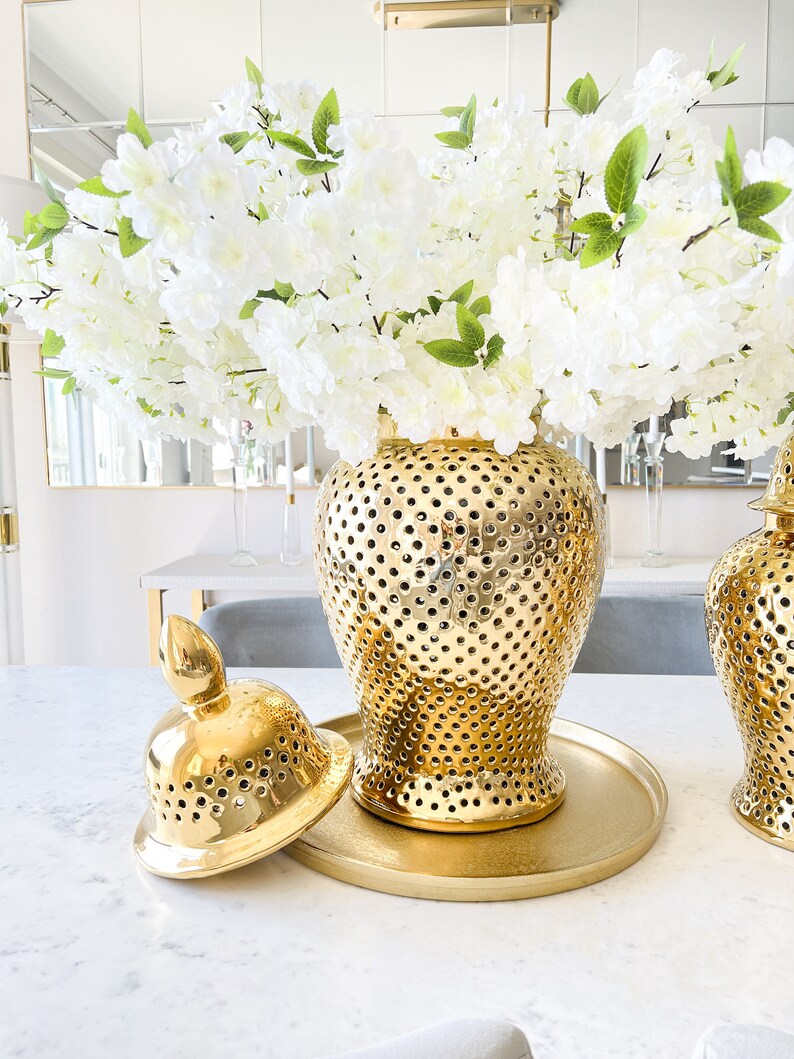 Gold Ginger Jar Ginger Jar Vase Metallic Gold Ceramic Vase Etsy