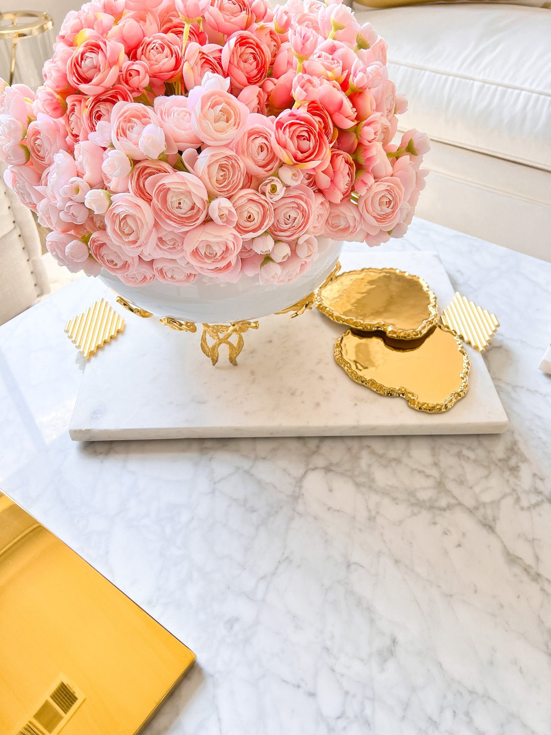 Marble Tray With Gold Handles Decorative Marble Tray Gold Etsy