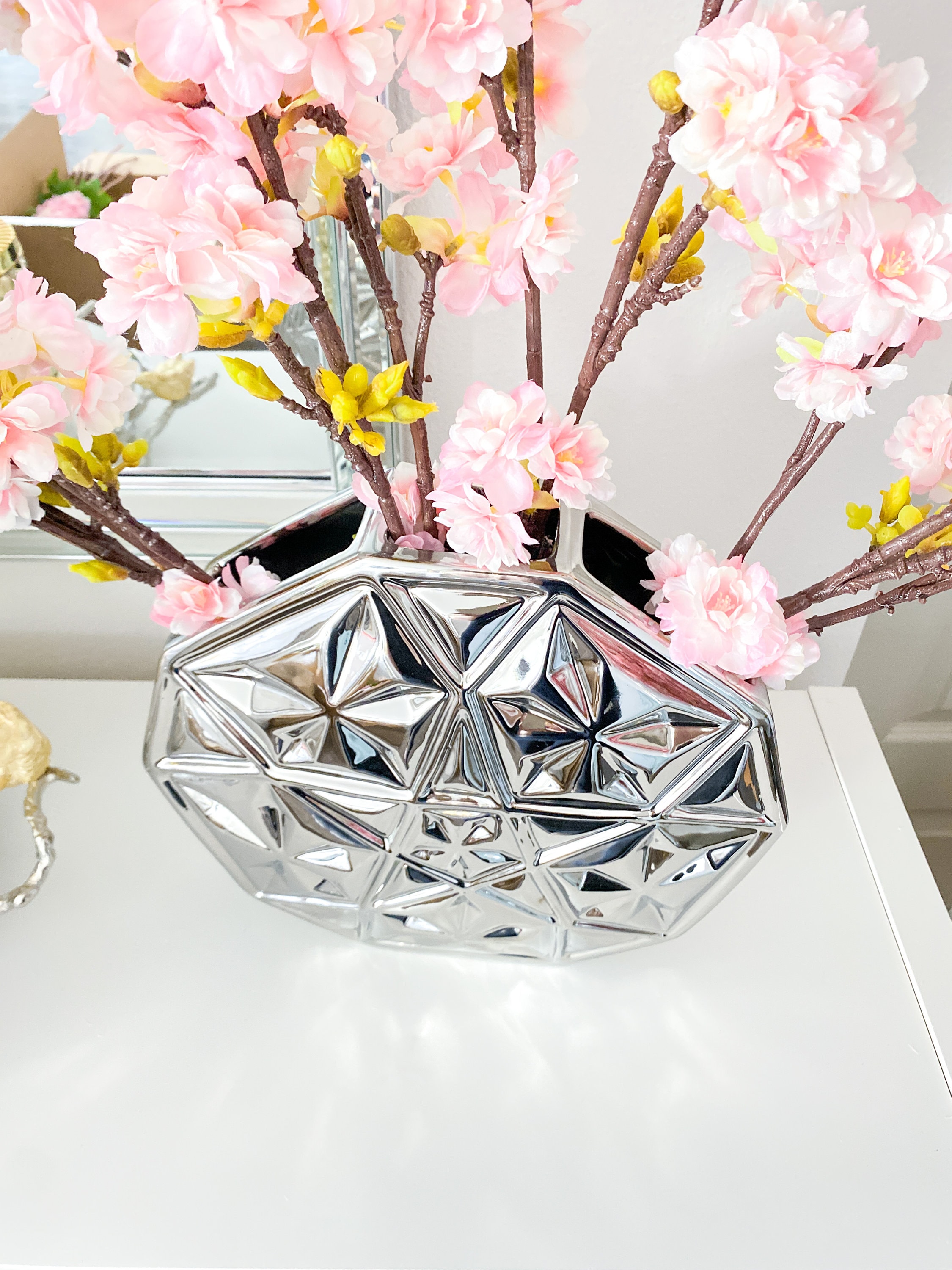 Silver Ceramic Vase Metallic Vase Decorative Vase Silver Etsy