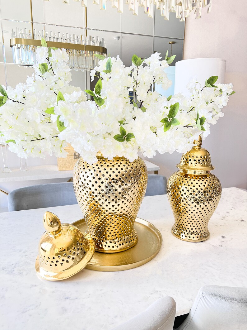 Gold Ginger Jar Ginger Jar Vase Metallic Gold Ceramic Vase Etsy