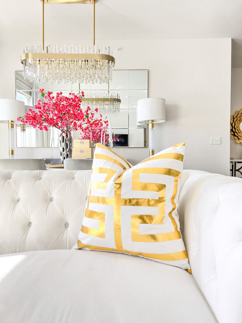 White and Gold Pillow Cover 22x22 Gold Glam Etsy