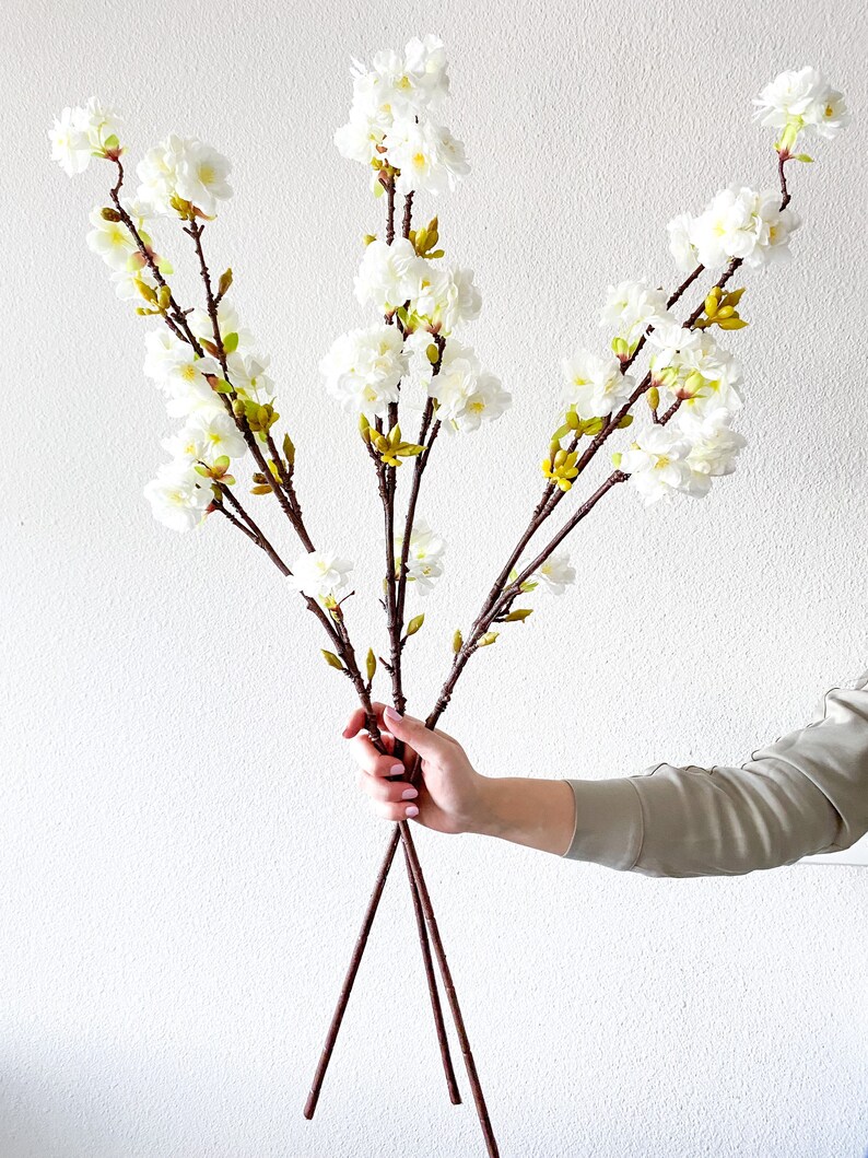 Silk Cherry Blossom Stem 38 White Cherry Blossom Light Etsy