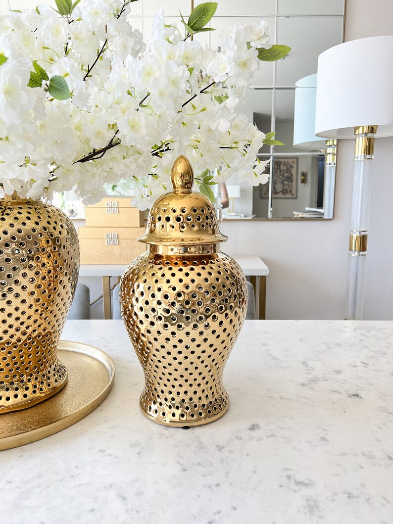 Gold Ginger Jar Ginger Jar Vase Metallic Gold Ceramic Vase Etsy