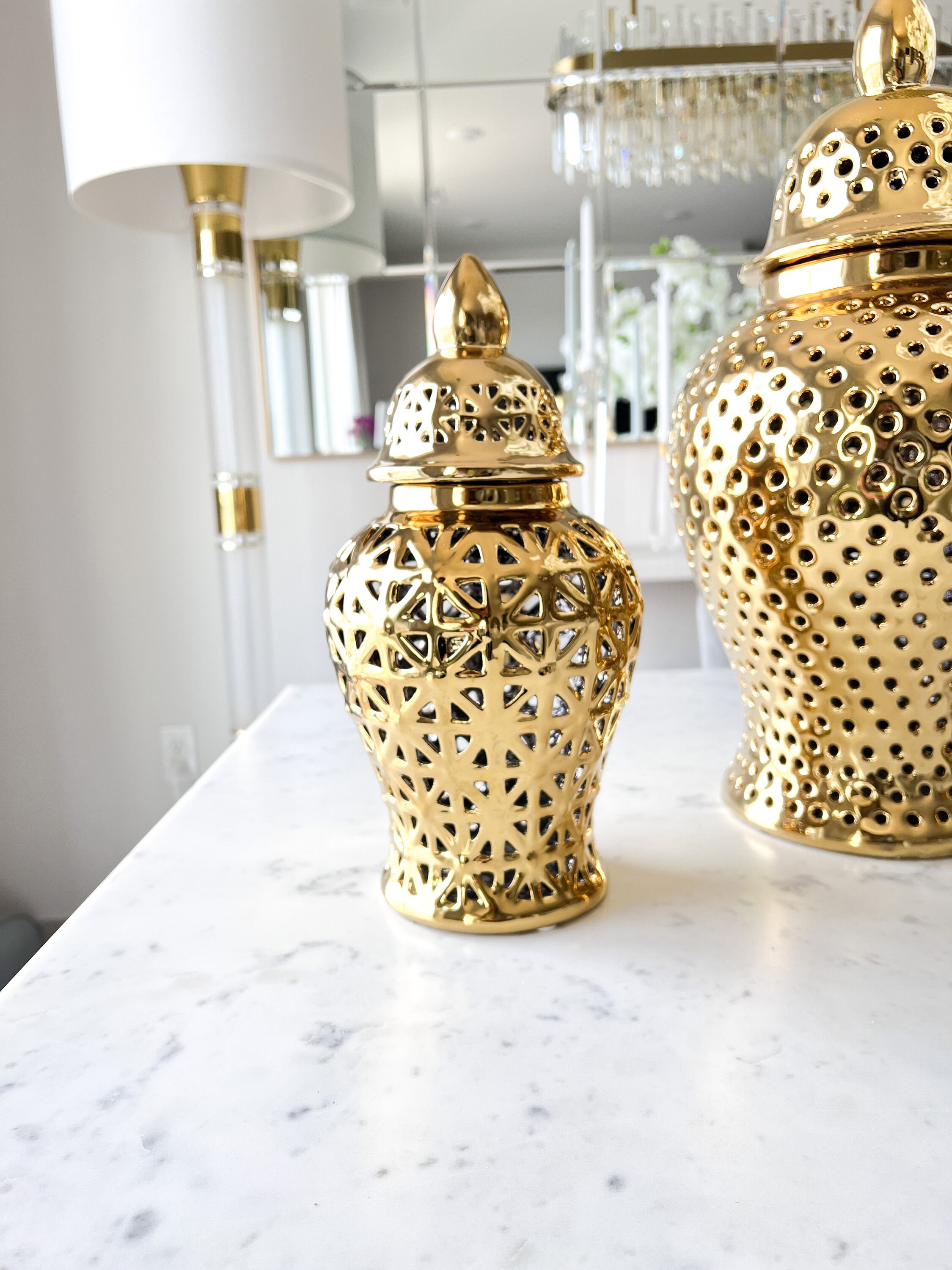 Gold Ginger Jar Gold Pierced Ginger Jar Glam Ginger Jar Etsy