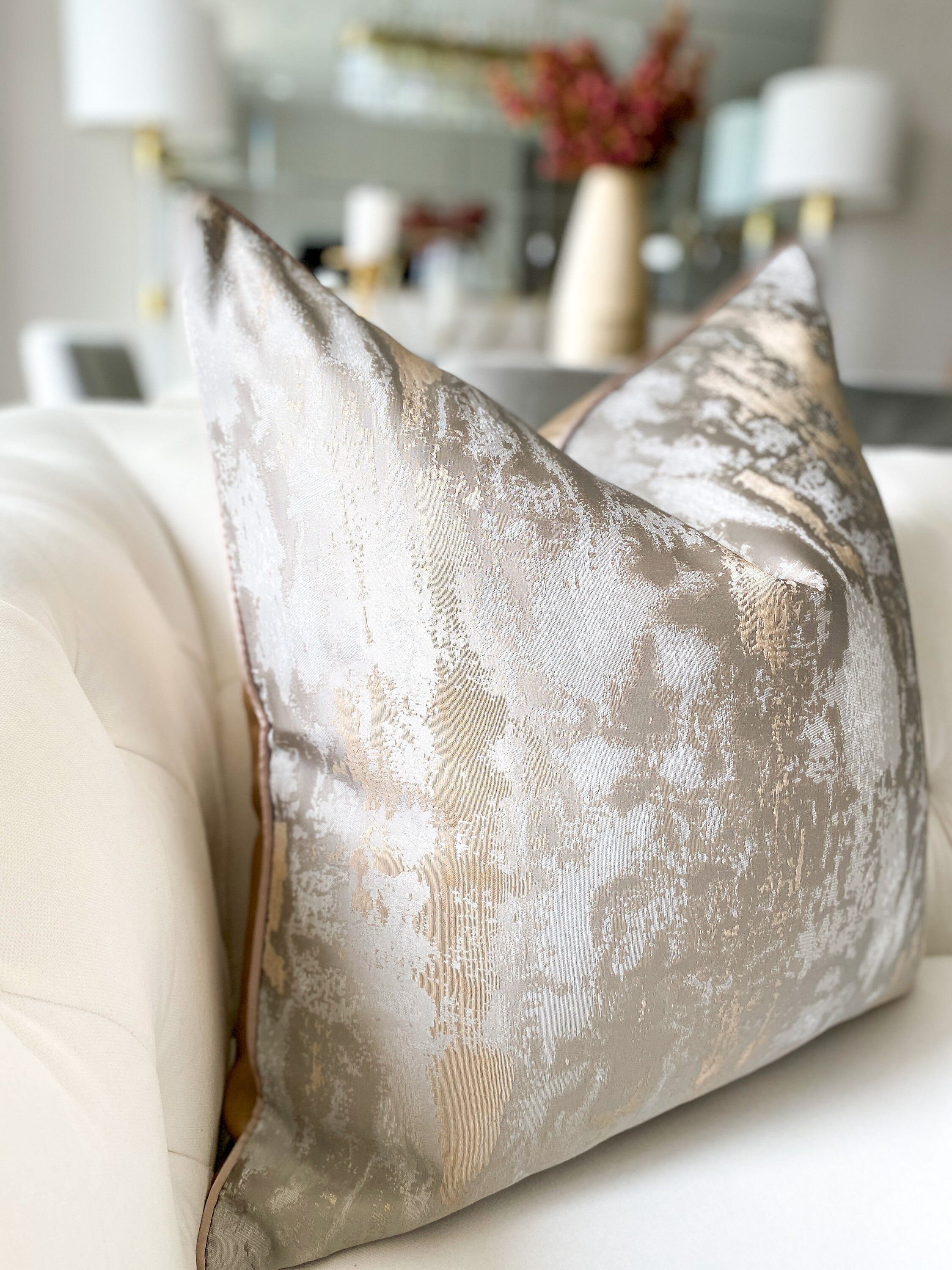Silver & Gold Pattern Pillow Cover Silver Throw Pillow Etsy